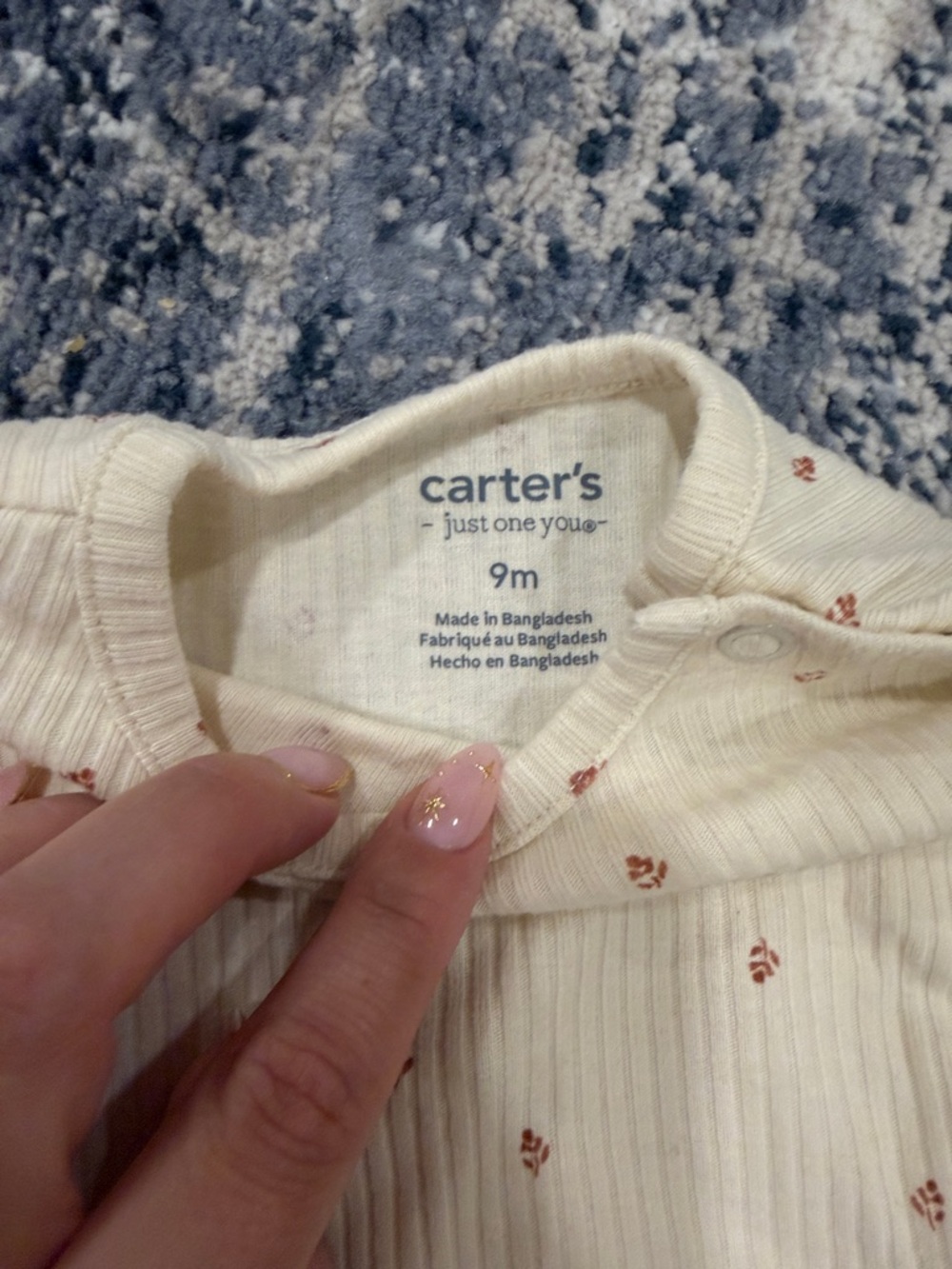 Carter's Cream Ribbed Floral-Print Pajama Set - Picture 3 of 3
